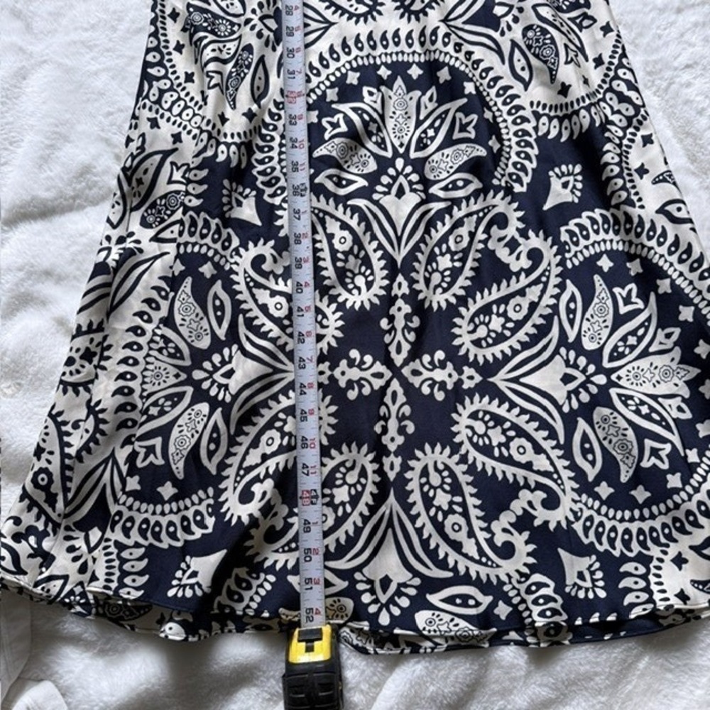 Caroline Constas Navy Cream Paisley Twist Front Tie Back Maxi Dress Large NEW - Picture 6 of 9